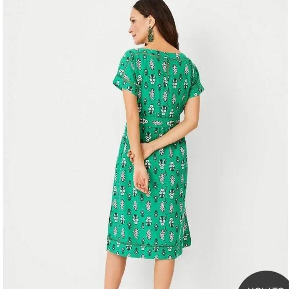 Ann Taylor Floral Cutout Linen Blend Shift Dress New - Picture 2 of 2